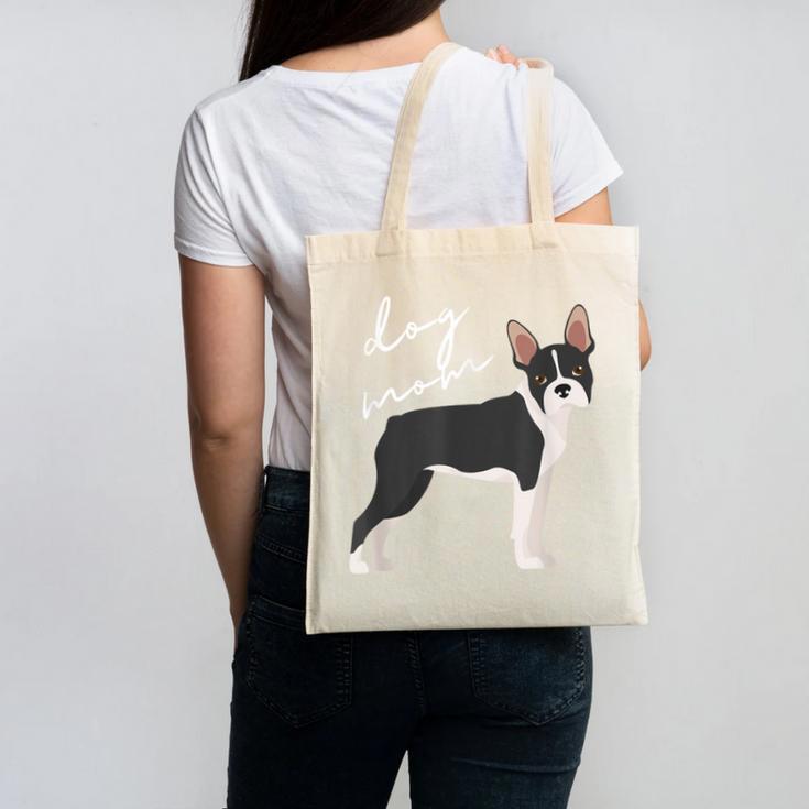 Boston Terrier Dog Mom Woman Women Canvas Tote Bag