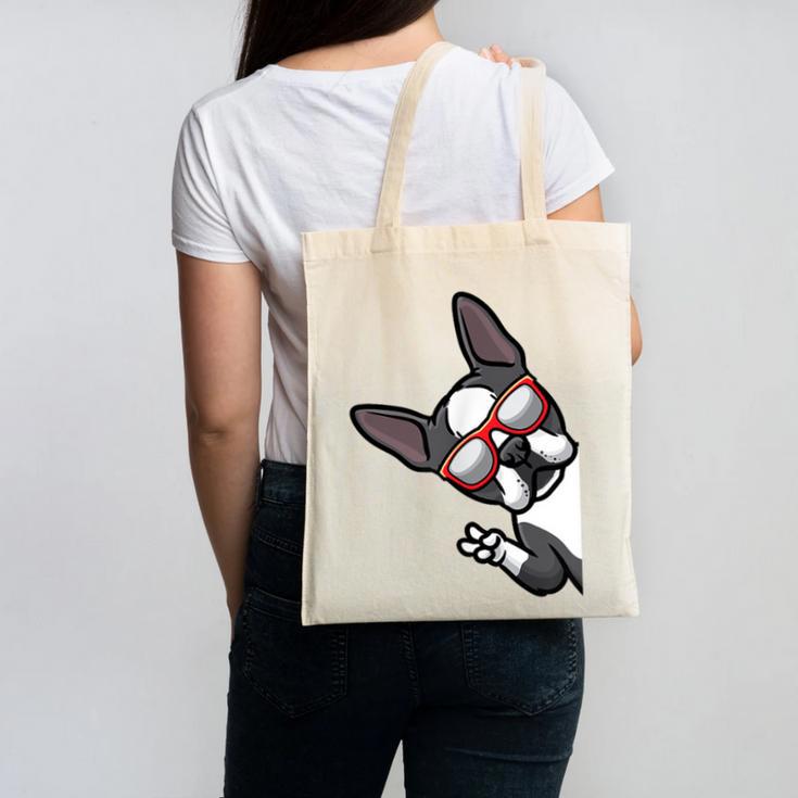 Boston Terrier Dog From Side Boston Bull Canvas Tote Bag