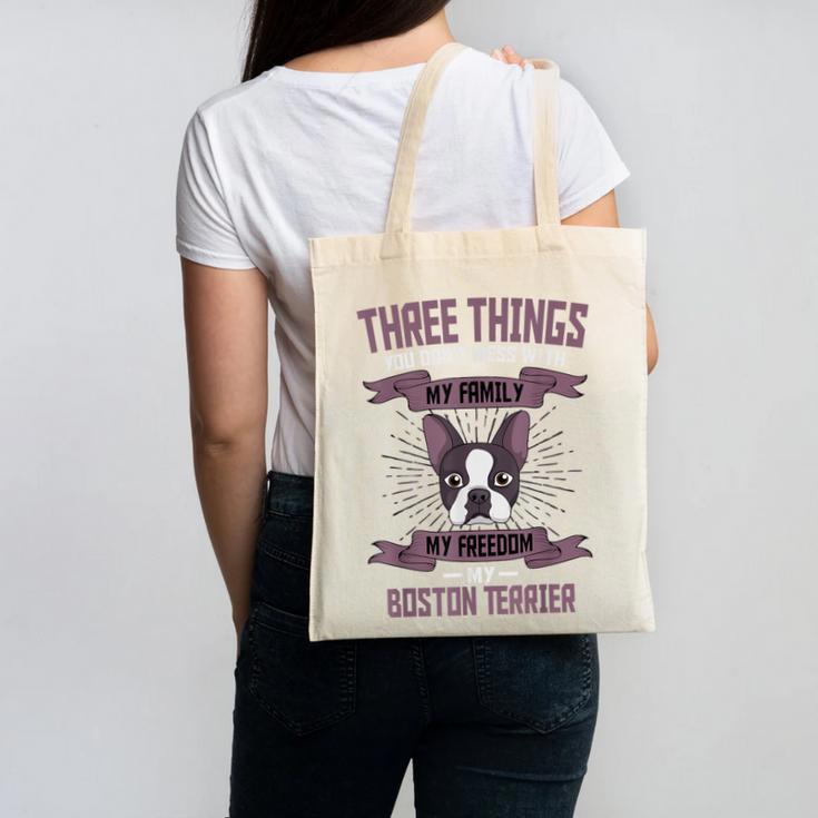 Boston Terrier Don't Mess With American Gentleman Dog Lover Canvas Tote Bag