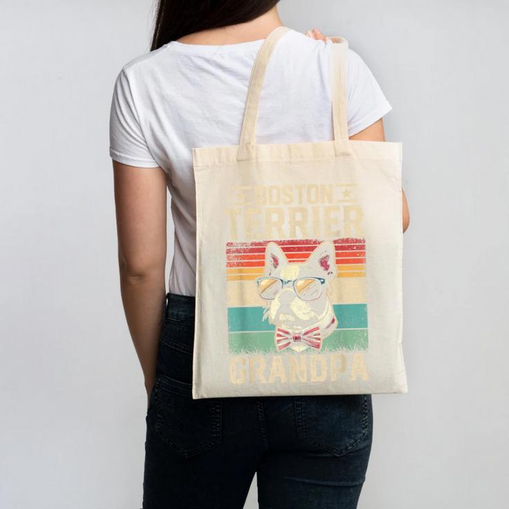 Boston Terrier Grandpa Dog Lover Father's Day Canvas Tote Bag