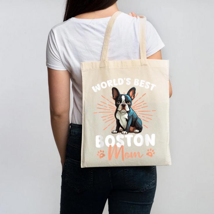 Boston Terrier Groovy World's Best Boston Mom Canvas Tote Bag