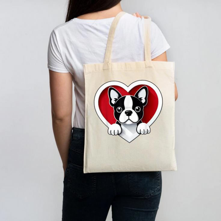 Boston Terrier Heart Cute Puppy Lover Or Dog Owner Canvas Tote Bag