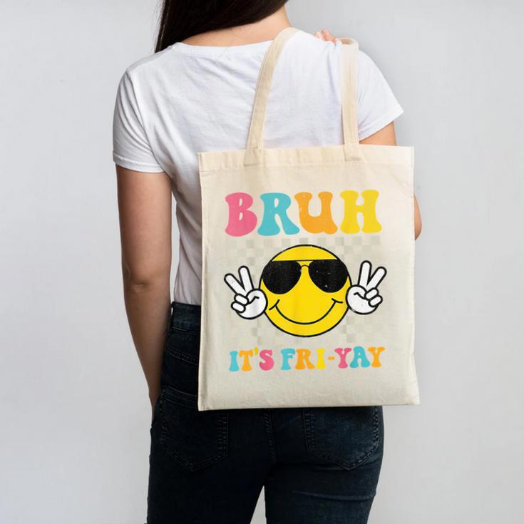 Bruh It's Fri-Yay Friday Weekend Smile Face Teacher Student Canvas Tote Bag