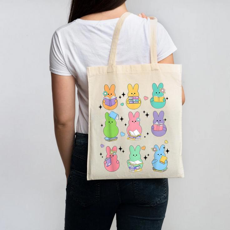 Bunny Reading Books Easter Day Librarian Teacher Book Canvas Tote Bag