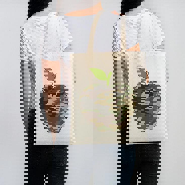 Camo Apple Camouflage Clothing School Student Camo Teacher Men Women Kids Canvas Tote Bag