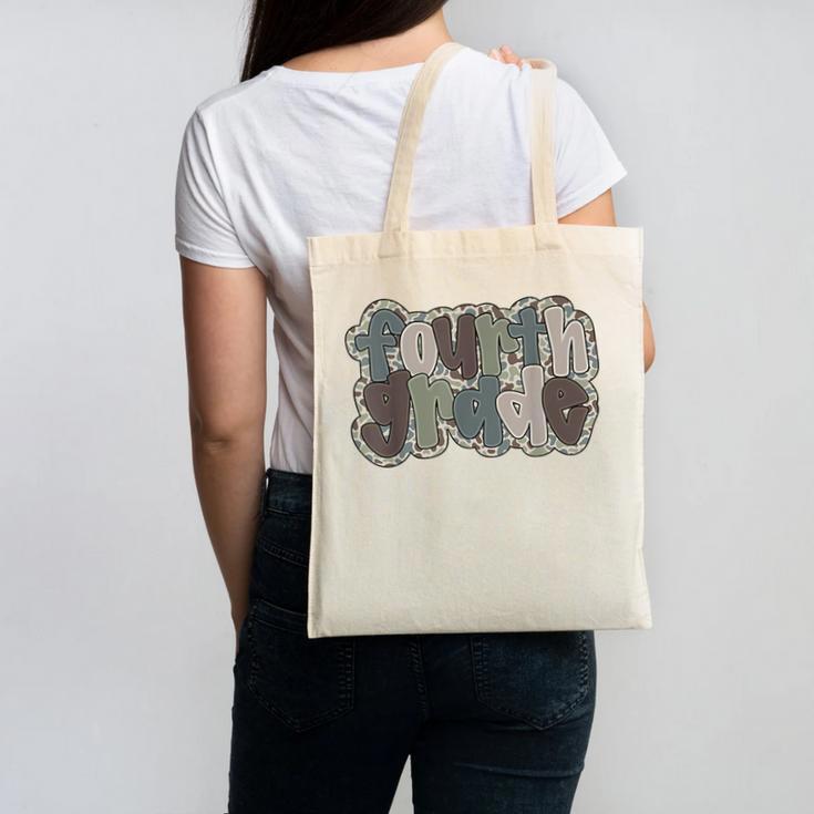 Camo Team 4th Grade Squad Back To School Teacher Kids Boys Canvas Tote Bag