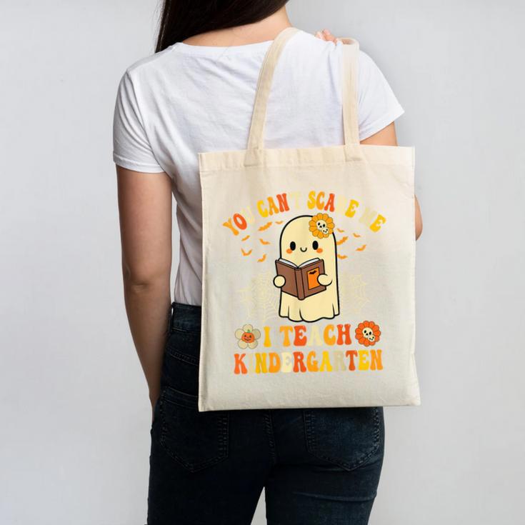You Can't Scare Me I Teach Kindergarten Halloween Teacher Canvas Tote Bag