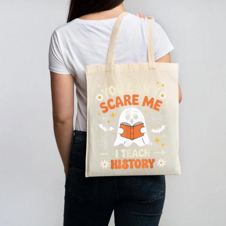 You Can't Scare Me I Teach History Retro Teacher Halloween Canvas Tote Bag