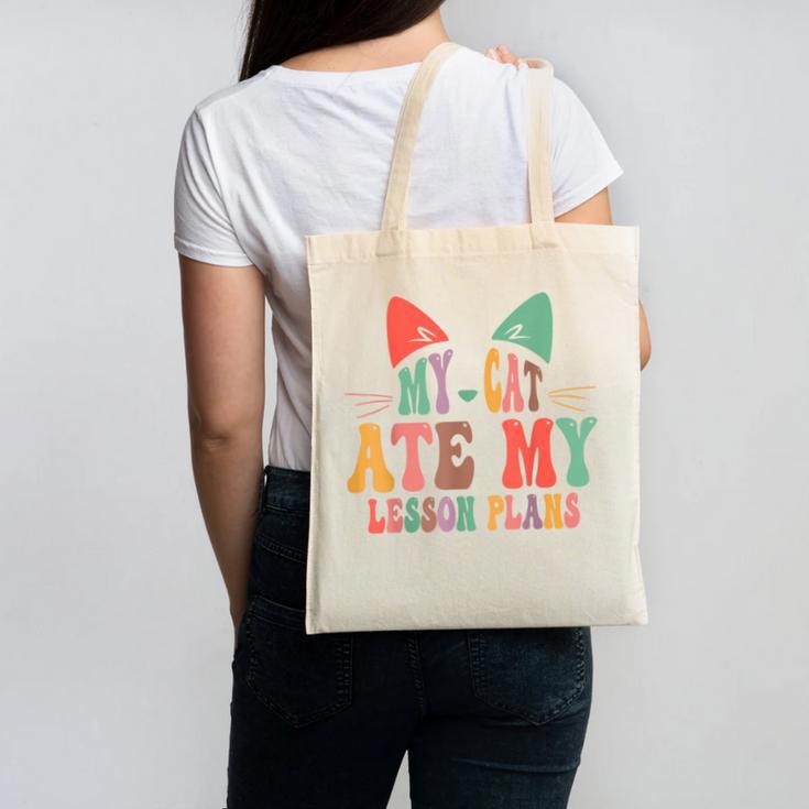 My Cat Ate My Lesson Plans Teacher Sarcastic Canvas Tote Bag