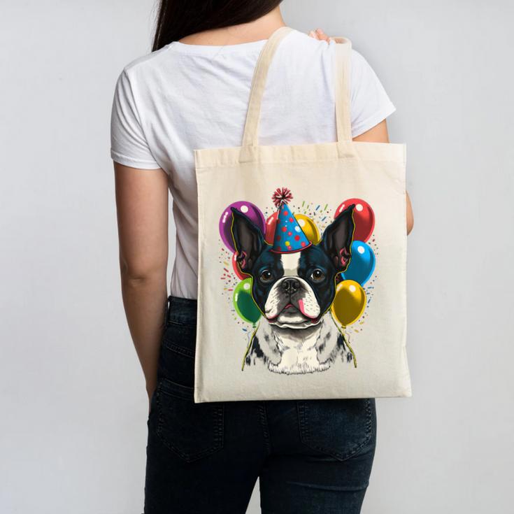 Celebration Event Birthday Party Boston Terrier Canvas Tote Bag