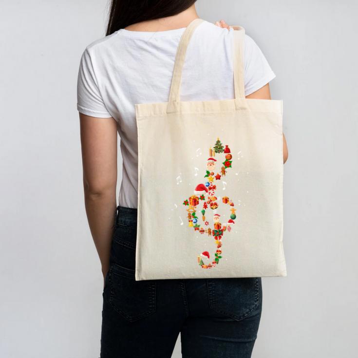 Christmas Musical Note Music Lover Teacher Sing Carols Jesus Canvas Tote Bag