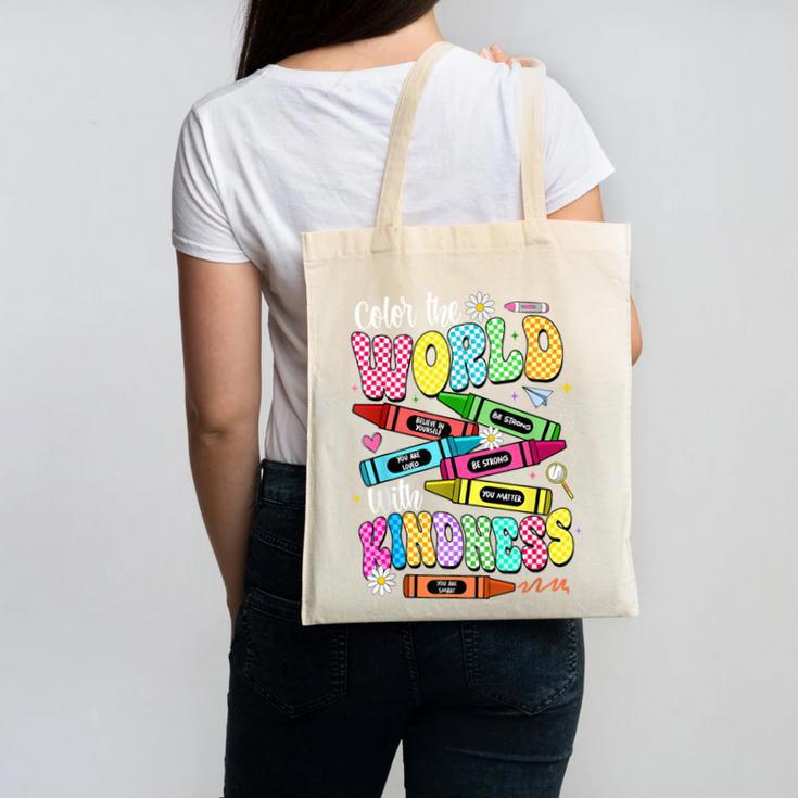 Color The World With Kindness Teacher Back To School Canvas Tote Bag
