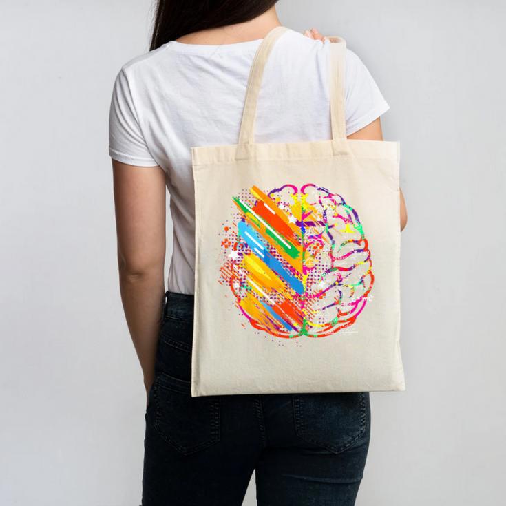 Colorful Brain Art Teacher Artist Painter Student Canvas Tote Bag