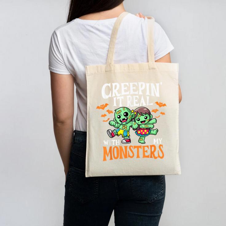 Creepin It Real Monster School Teacher Principal Halloween Canvas Tote Bag