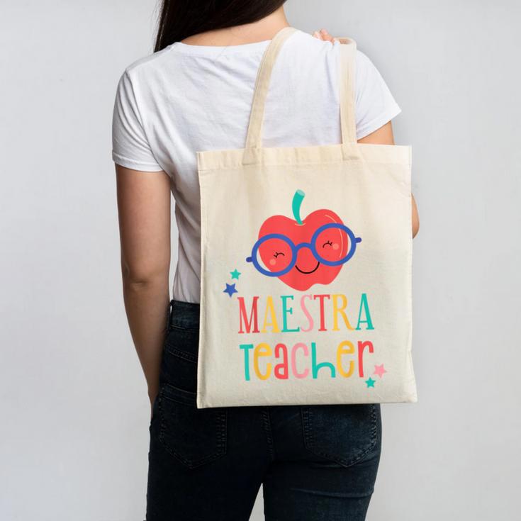 Cute Maestra Teacher Canvas Tote Bag
