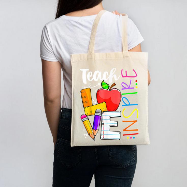 Cute Teach Love And Inspire Men Women Teacher Canvas Tote Bag