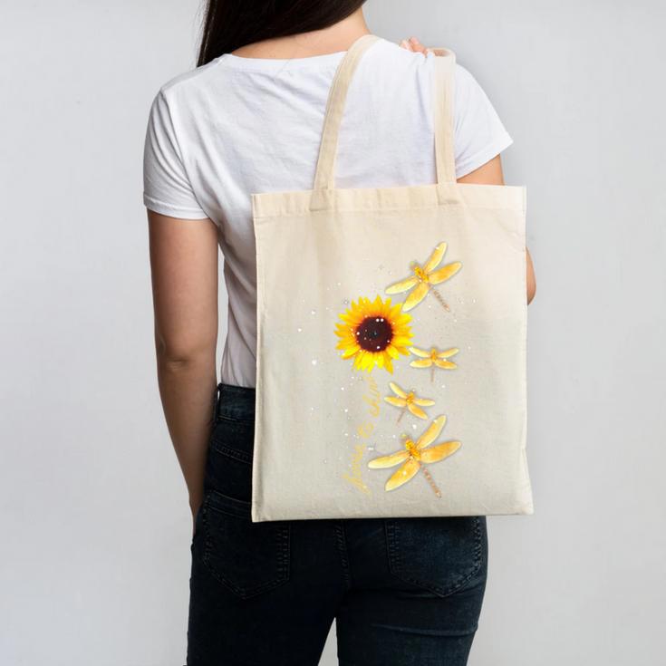Dragonfly Sunflower Teacher Growth Mindset Choose To Shine Canvas Tote Bag