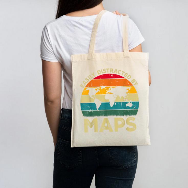 Easily Distracted By Maps Geography Teacher Canvas Tote Bag