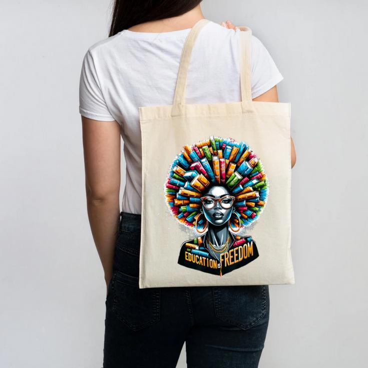 Education Is Freedom History Month Teacher Books Afro Canvas Tote Bag