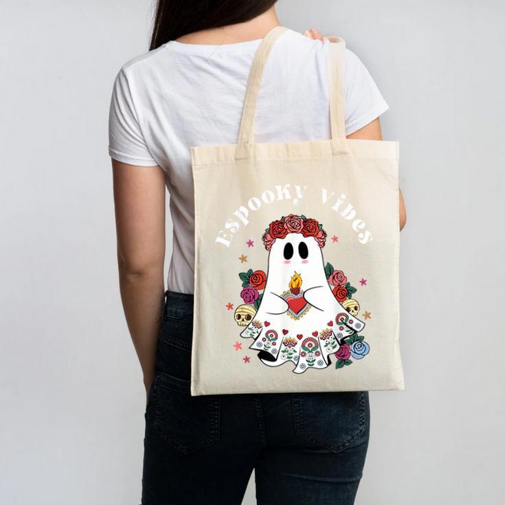 Espooky Vibes Maestra Halloween Spanish Mexican Teacher Canvas Tote Bag