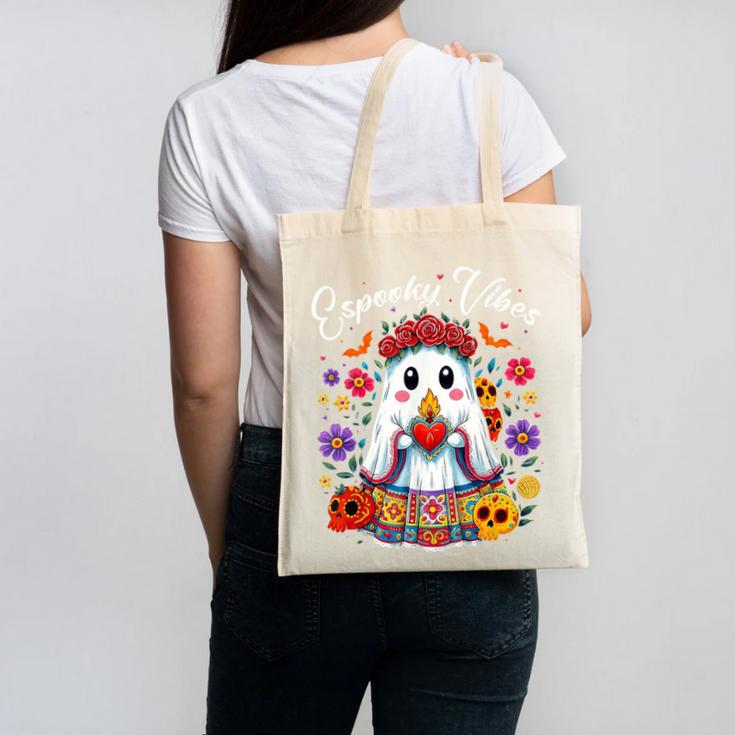 Espooky Vibes Maestra Halloween Spanish Mexican Teacher Canvas Tote Bag