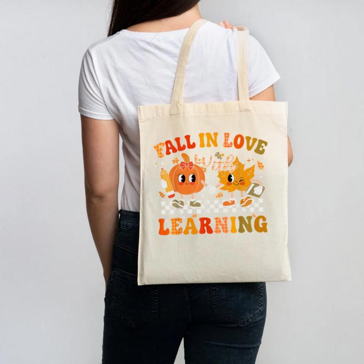 Fall In Love With Learning Autumn Pumpkin Fall Teacher Kids Canvas Tote Bag