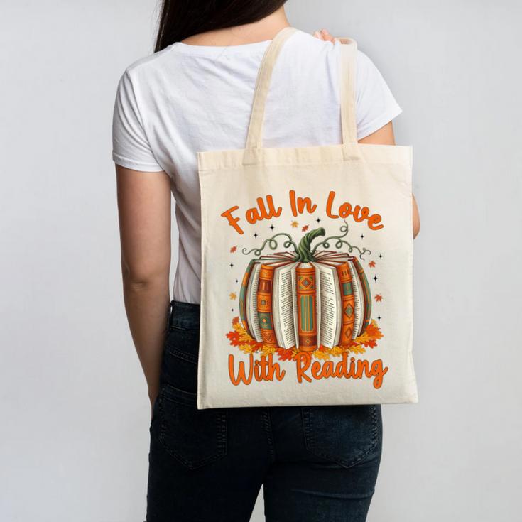 Fall In Love With Reading Pumpkin Autumn Librarians Teacher Canvas Tote Bag