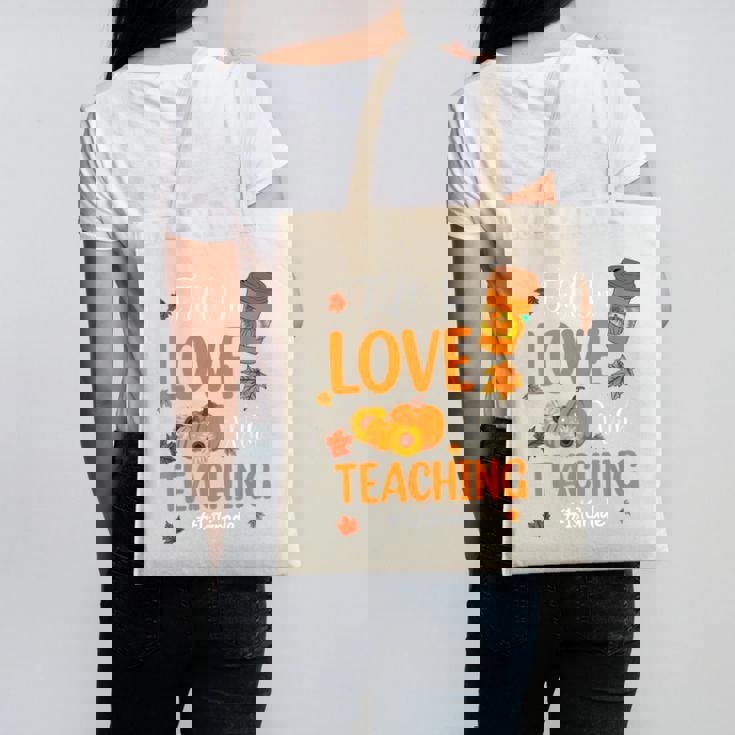 Fall In Love With Teaching 1st Grade Teacher Thanksgiving For Men Women Girls Kids Canvas Tote Bag