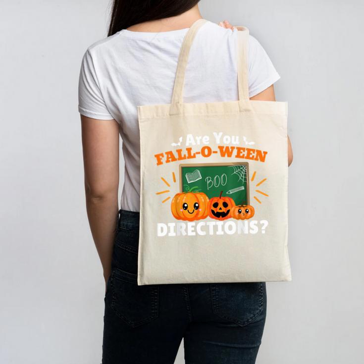 Are You Fall O Ween Directions Halloween Teacher Retro Canvas Tote Bag