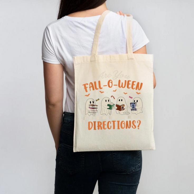Are You Fall-O-Ween Directions Halloween TeacherGhost Book Canvas Tote Bag