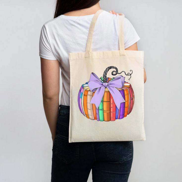 Fall Pumpkin Books Lover Halloween Teacher Teaching Staff Canvas Tote Bag
