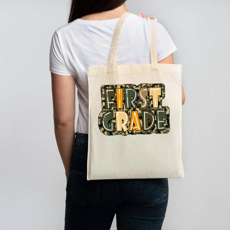 First 1St Grade Camo Camouflage Boy Teacher Back To School Canvas Tote Bag