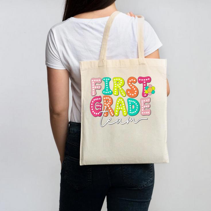 First Grade Team Teacher Back To School 1st Grade Squad Kids Canvas Tote Bag