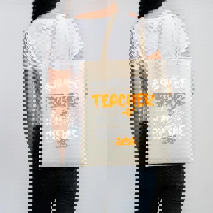 Fun Halloween Sayings Quotes Exhausted Teacher Is My Costume -Adults Short Sleeve Halloween Teacher T-Shirt Small Canvas Tote Bag