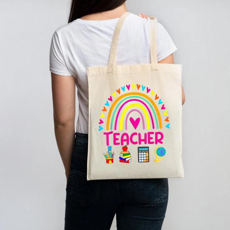 Future Kids Career Teacher Rainbow Boy Girl Graduations Canvas Tote Bag