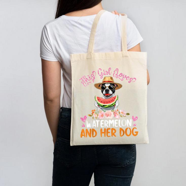 This Girl Loves Watermelon And Her Boston Terrier Dog Mother Canvas Tote Bag
