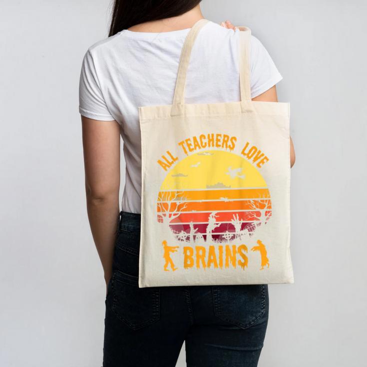 Halloween Costume Teacher Love Brains Zombie Canvas Tote Bag