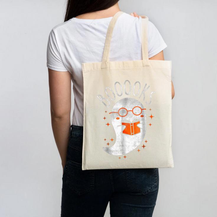 Halloween Cute Ghost Book Reading Teacher Canvas Tote Bag