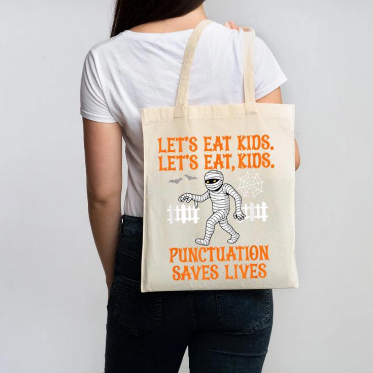 Halloween Lets Eat Kids Punctuation Teacher Canvas Tote Bag
