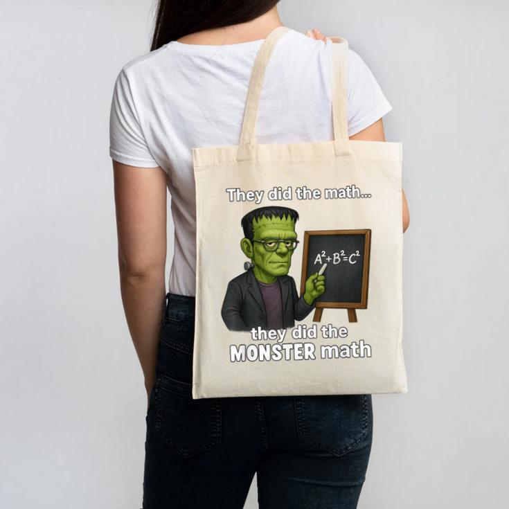 Halloween Monster Math Pun Teacher Humor Canvas Tote Bag