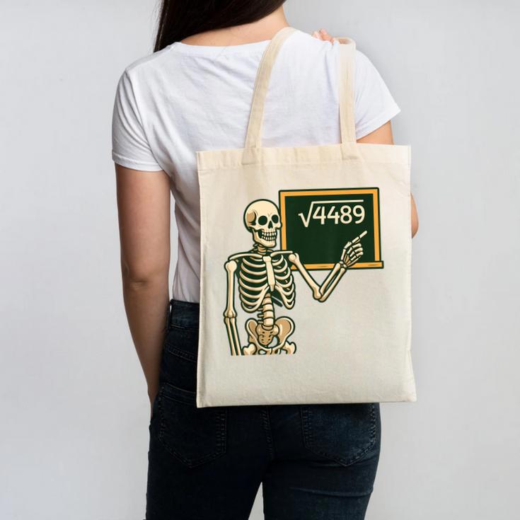 Halloween Skeleton 67 Meme Square Root 4489 Math Teacher Canvas Tote Bag