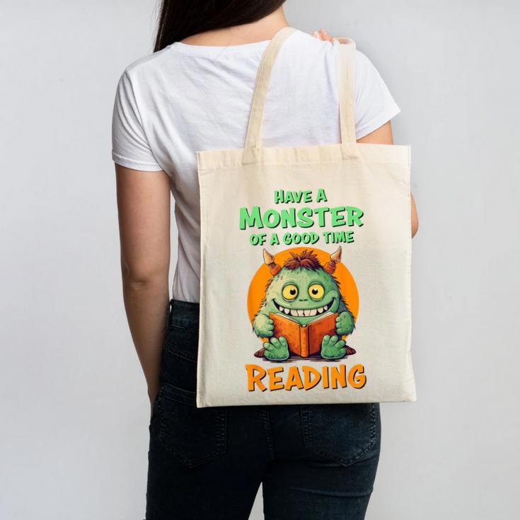 Halloween Teacher Librarian Monster Reading Books Men Women Kids Canvas Tote Bag