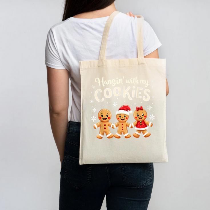 Hangin With My Cookies Gingerbread Christmas Teacher Canvas Tote Bag