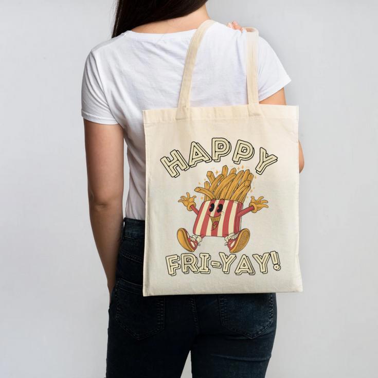 Happy Fri Yay Retro French Fries Friday Lovers Fun Teacher Canvas Tote Bag