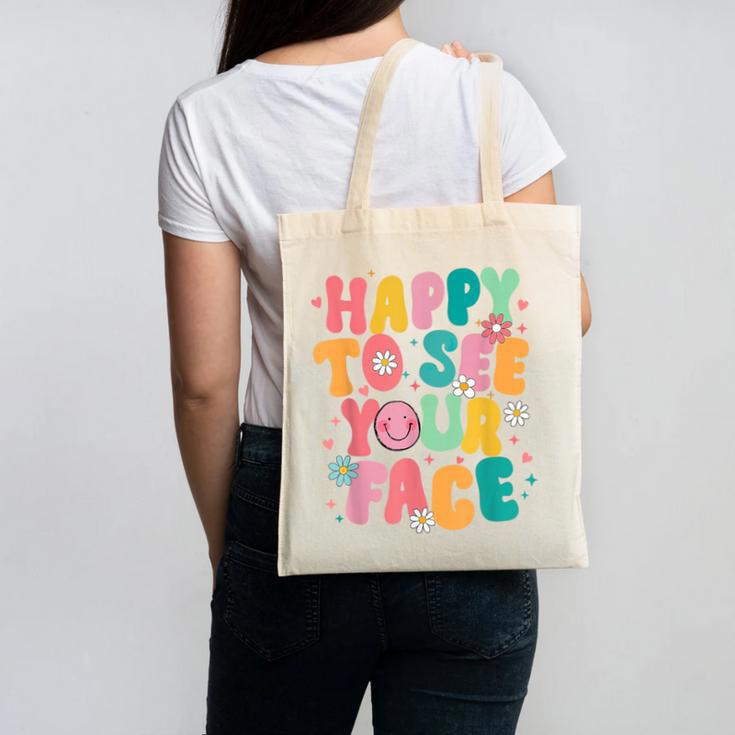 Happy To See Your Face Teacher Disco Ball Back To School Canvas Tote Bag