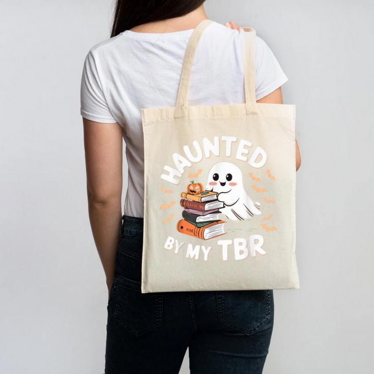 Haunted By My TBR Cute Ghost Book Reading Teacher Halloween Canvas Tote Bag