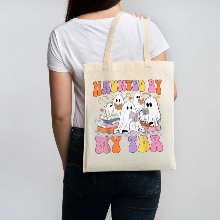 Haunted By My TBR Cute Ghosts Book Reading Teacher Halloween Canvas Tote Bag