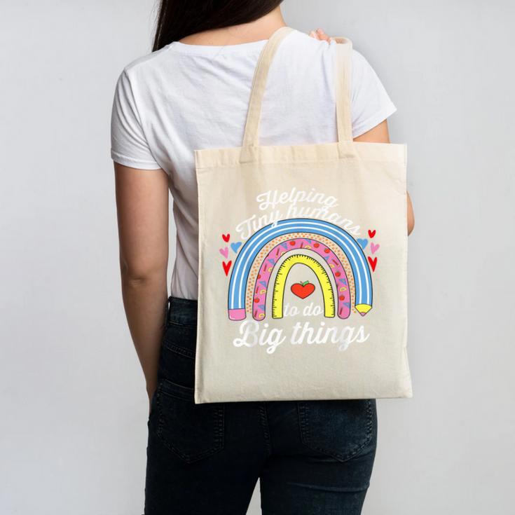 Helping Tiny Humans To Do Big Things Teacher Women Canvas Tote Bag