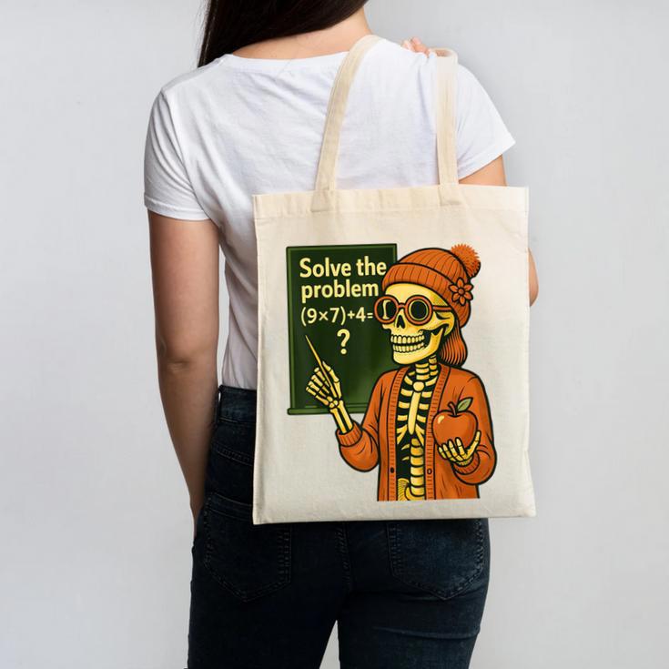 HUGvyn Halloween Skeleton Six Seven 67 Meme PEMDAS Teacher Canvas Tote Bag