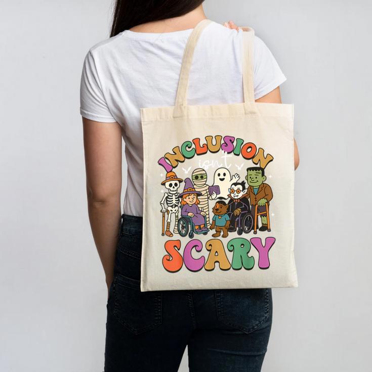 Inclusion Isn't Scary Ghost Mummy Halloween SLP Sped Teacher Canvas Tote Bag